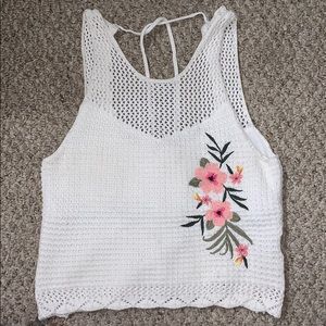 Hollister knit/ crochet shirt with flower